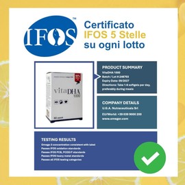 VitaDHA 1000 Omega 3 IFOS 5 Stelle (60 Capsule) - Omega3 per Adulti e Bambini - 500mg di DHA ad Alta Biodisponibilità
