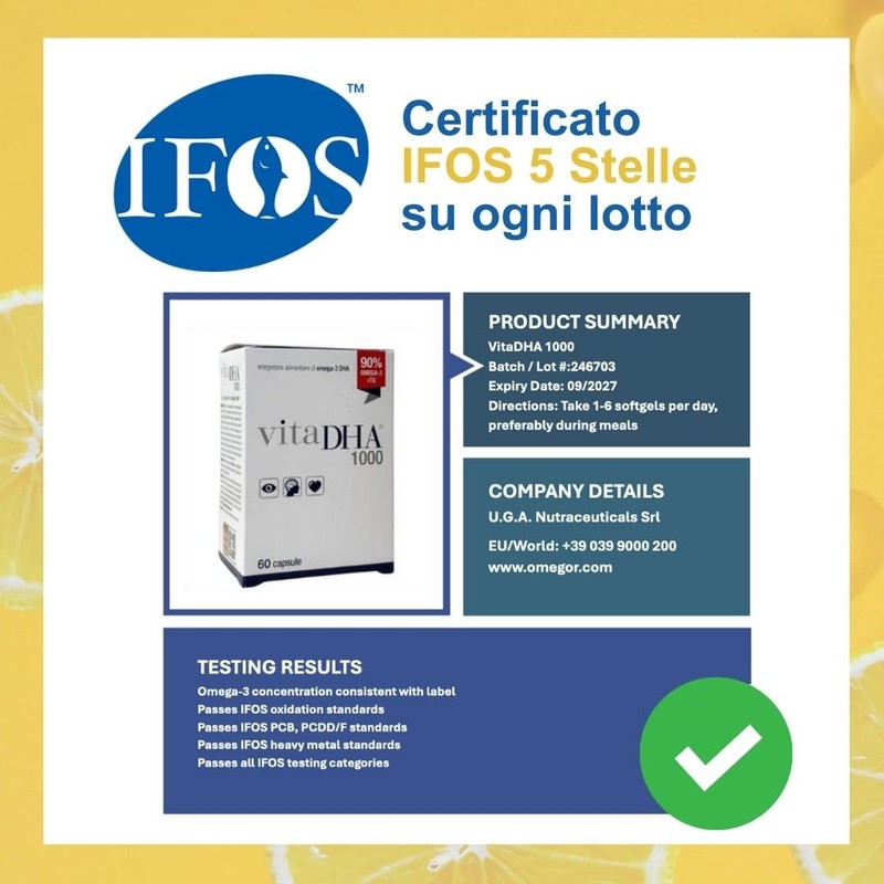 VitaDHA 1000 Omega 3 IFOS 5 Stelle (60 Capsule) -