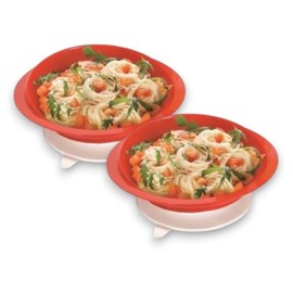 Essential Medical Supply Power of Red Adaptive Scoop Dish with Suction Cup Bottom and Rimmed Side for Easier Eating - Includes 2 Dishes - Designed for Elderly and Senior Use Plus Dementia or Rehab