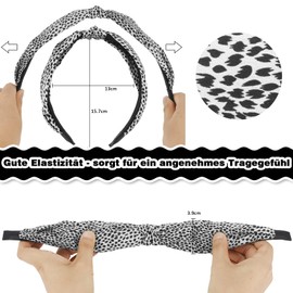 NICECONE 4 Pieces Knotted Headbands for Women and Girls, Non-Slip Leopard Headbands, Top Knot Headband for Women, Black White Brown Headband Hair Accessories