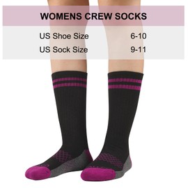 eallco Womens Crew Socks Athletic Calf Work Socks Running Long Cushioned Sole Socks 6 Pairs