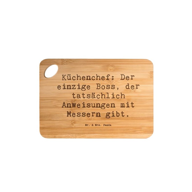 Mr. & Mrs. Panda Bambus - Schneidebrett Spruch Küchenchef: Der