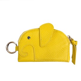 Giselle Smart Key Case, Smart Key Case, Genuine Leather, Elephant, Mini Wallet, Card Case, Thin, Accessory Holder, Carabiner, Women's, Men's, chrome yellow
