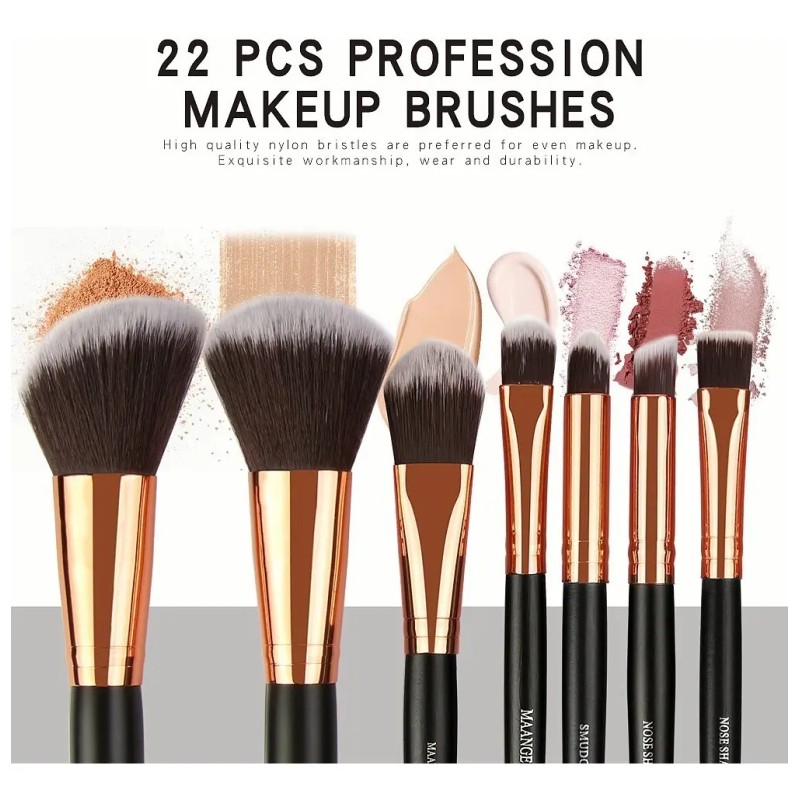 Set de Brochas de Maquillaje Maange de 22 Piezas, Negro