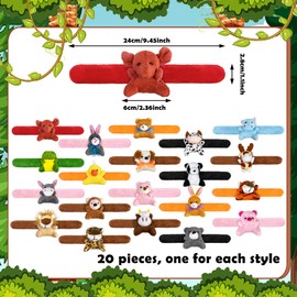 XIPEGPA 20 PCS Stuffed Animal Slap Bracelets Plush Slap Bracelets Toy Bulk for Boys Girls Birthday Gifts Classroom Rewards Party Favors (Modern)