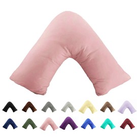 Gyulin 100% Cotton 300TC Soild Envelope Style V Shaped/Tri/Boomerang Standard Pillow Case Cushion Cover Only Cover No Insert (Pink)
