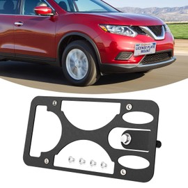 Front Bumper Tow Hook License Plate Mount Bracket Compatible with Nissan Rogue 2014-2022, No Drill Plate Holder, Front License Plate Bracket
