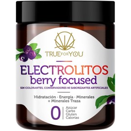 Electrolitos sin Azúcar, Hidratación en Polvo, Adicionado con Calcio, Zinc y Potasio. Keto, Paleo y Vegano, Sabor Frutos del Bosque.