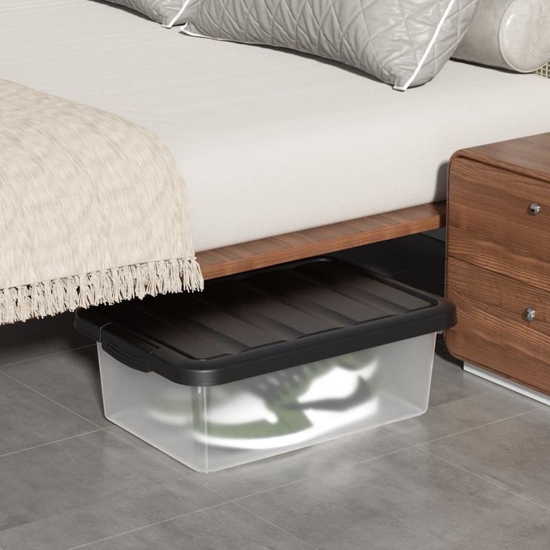 Tyminin 14-Qt Clear Latching Storage Boxes, 2-Pack Storage Bins