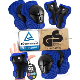 99FLIPS Knee Pads for Children from 3 Years, Children's Ice Skate Protector Flash, S/M Blue, Stunt Scooter, Children's Protection Set, Skateboard, Children from 4 Years