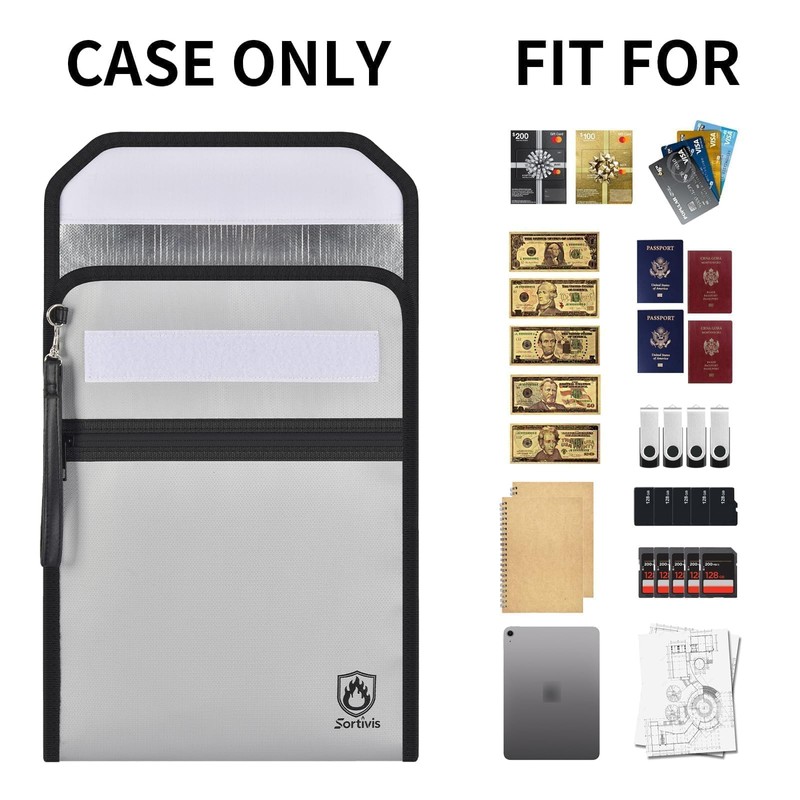 Sortivis Fireproof Document Bag for Important Documents, File Organizer
