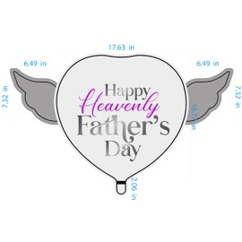 Happy Heavenly Father's Day Balloons heart shaped with angel wings (Blue)