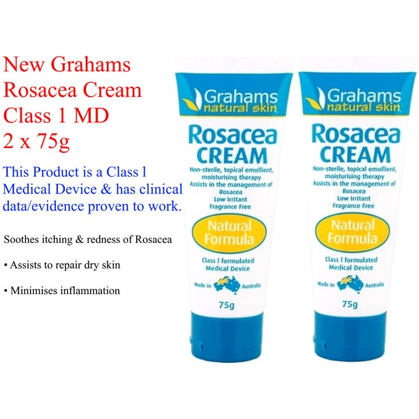 2 x 75g NEW GRAHAMS Natural Rosacea Cream Class 1 MD 150g