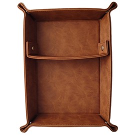 QSYZAIL Valet Tray - Water-Resistant PU Leather Tray Organizer, Multipurpose Desk Storage for Keys, Wallets, Phones, Watches, Coins