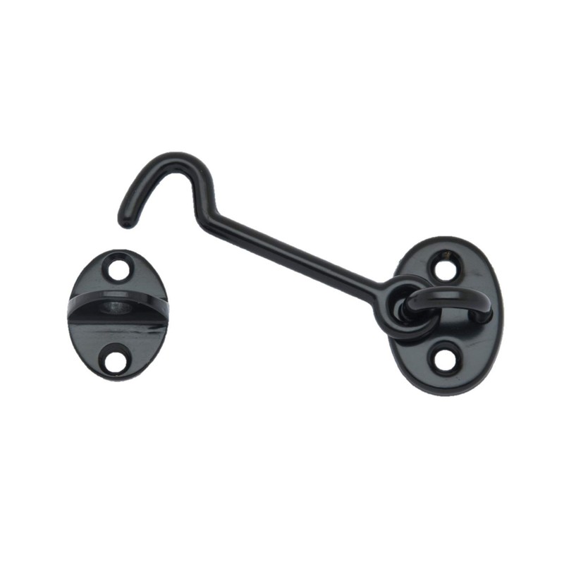 QCAA Forged Brass Cabin Hook Latch & Eye, 3", Antique