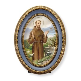 WJ Hirten Oval Gold-Leaf Frame St. Francis of Assisi Print, 5 1/2" x 7 1/2", Italy