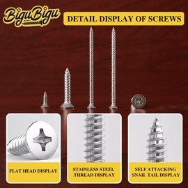 #6 * 3/4" Wood Screws, Flat Head Phillips Stainless Steel, 100Pcs Corrosion Resistant for Wood, Drywall Applications, and Outdoor Use