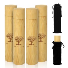 Natural Bamboo Scattering Urns - 9''x2'' Biodegradable Ash Scattering Tubes, Mini Bamboo Spreading Cremation Tube Urns, Keepsake Urns and Black Velvet Bag for Adults Pet Dog Cat Ashes, 4 Pack