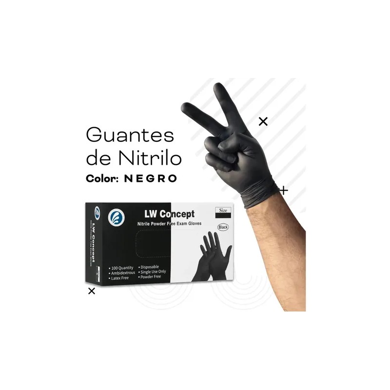 Guantes Nitrilo Concept Negros Talla 100 Unidades