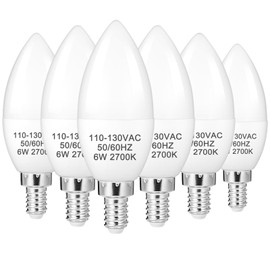 DIAMIAQ B11 LED Light Bulb E12 LED Bulb Warm White 2700K 600 Lumens Candelabra Light Bulbs Candle Bulbs for Ceiling Fan, Non-Dimmable(6 Pack, Warm White)