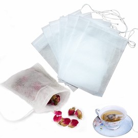 YFFSFDC Disposable Bags 200pcs Tea Bags Drawstring Bags Non-woven Tea Bags for Tea Green Barley Coffee Filters for Loose Leaf Tea & Coffee (6cm x 8cm)