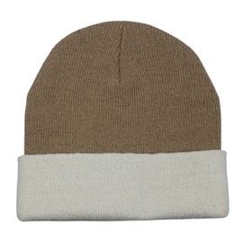 FORTREE Winter Beanie Hat for Women Men Warm Knit Skull Cap(Khaki and White)