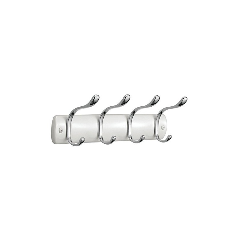 Mdesign Steel Hook Wall Mounted Coat Rack with 4 Double