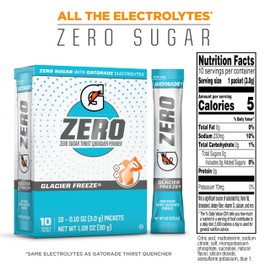 Gatorade G Zero Sports Drink Mix Powder Packets, Glacier Freeze, Electrolyte Powder Drink Mix for Hydration, Zero Sugar, Total 120 Packets