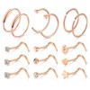 D.Bella 15PCS 20G Stainless Steel Nose Screw Nose Stud Nose