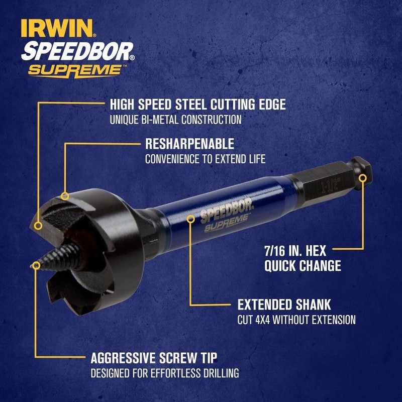 Irwin Tools IWAX2005 Self-Feed Bit 1-1/2In Speedbor Supreme