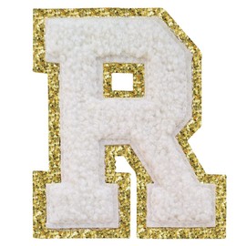 Letter Patches Iron on 3Pcs Chenille Letters for Jackets Varsity Letters Patches Letterman Glitter Patches Iron on Letter White R