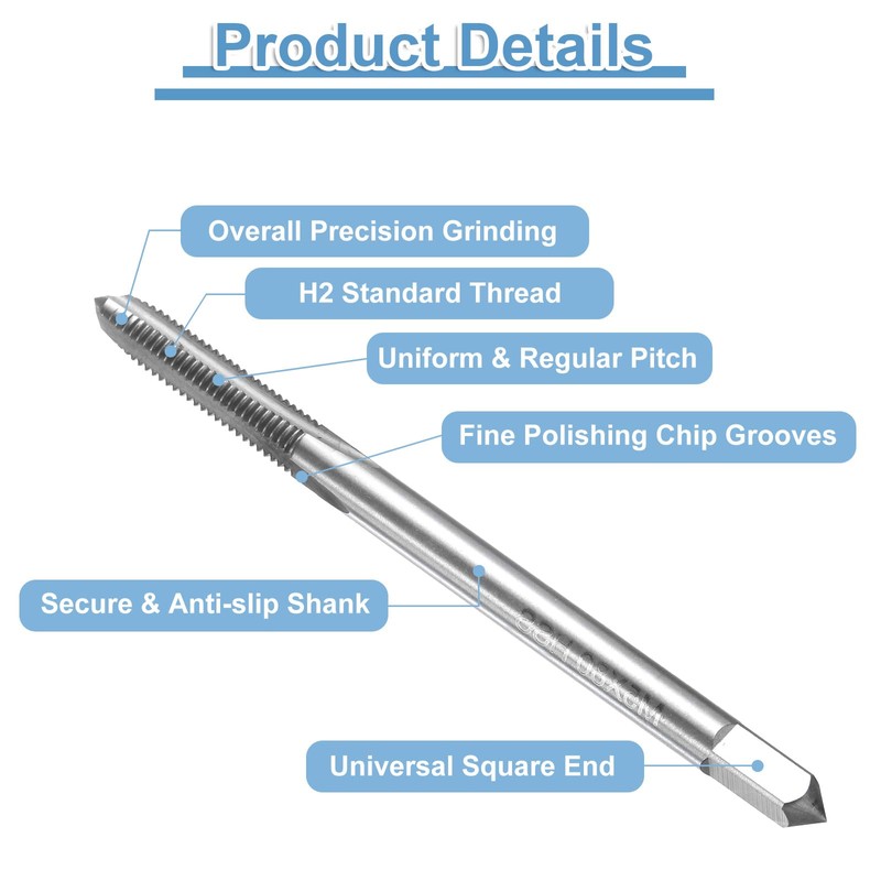 QUARKZMAN Pack of 2 Straight Groove Taps, M5 x 0.8
