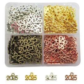 WAY DENG Number Charm 2025 New Year Pendant Bracelet Earring Keychain Jewelry Making Crafts Mix Metal Alloy 200 pcs Set 14x9mm, Metal, No Gemstone