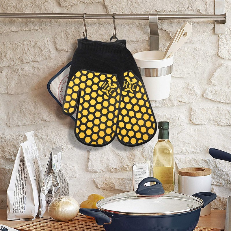 JH Heat Resistant Oven Glove:EN407 Certified 932 °F, BBQ &