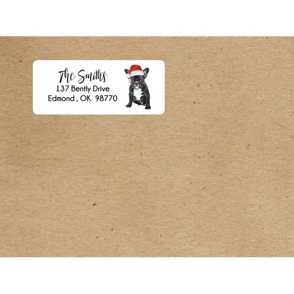 Holiday Christmas Pug Address Label, Christmas Dog Return Address Label