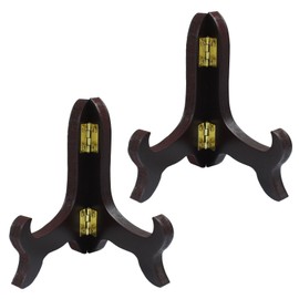 Rierdge 2 Pack 4" Easel Plate Holder Wooden Display Stand, Black Folding Stand Plate Holder for Display Plates, Photos, Books and Artwork