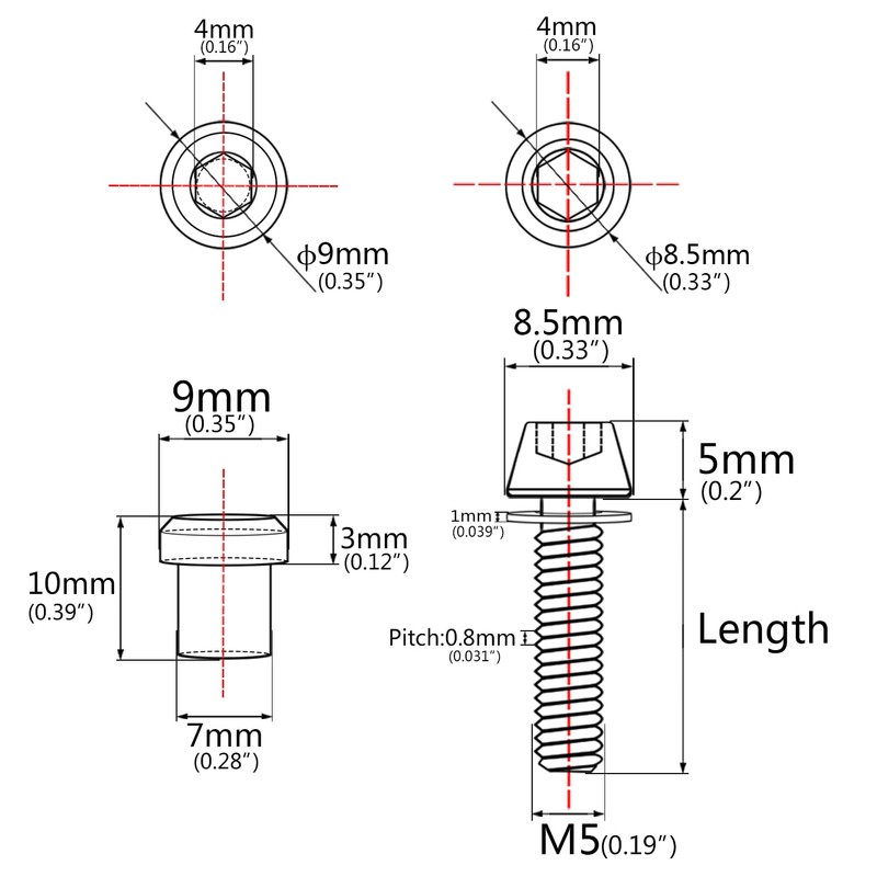 Wanyifa Titanium M5x16 18 20mm Bolt with Washer Hex Head