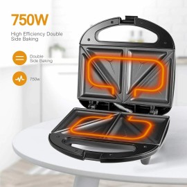 OSTBA Sandwich Maker, Toaster and Electric Panini Press with Non-stick plates,