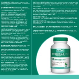 Laboratoire Suisse Probiotic 12 Billion – Healthy Gut Flora – 40 Vegetal Capsules