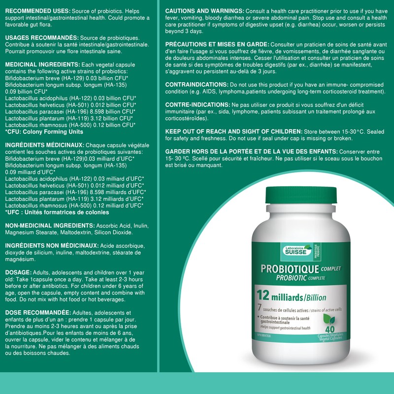 Laboratoire Suisse Probiotic 12 Billion – Healthy Gut Flora –