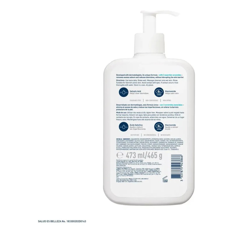 Cerave Limpiador Imperfecciones 473ml Piel Tendencia Acné