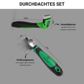 FinoPet 2er Set mit Mehreren Hundebürsten/Katzenbürsten, Langhaar Kurzhaar Unterwolle Bürsten, Tierhaarentferner, Hunde Zubehör oder Katzen Zubehör für ihre Katze und Hund