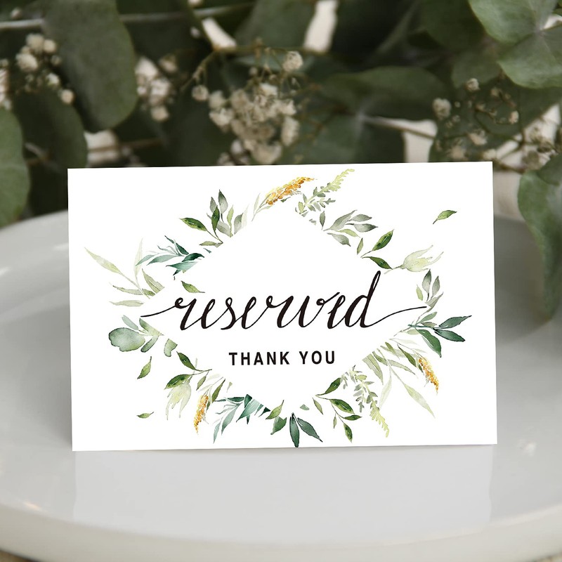 Greenery Reserved Signs for Weddings, Parties, Receptions, Restaurant and Celebrations,