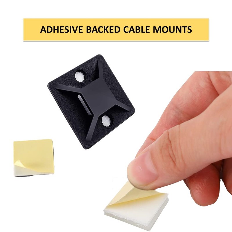 Kable Kontrol Zip Tie Mounts, 1-1/2” Sq, Natural White, 100