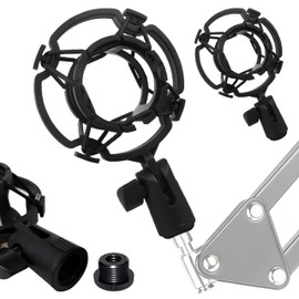YTDSUP Microphone Shock Mount 2 PACK, Mic Holder Clip for 43-48mm/1.69~1.9in Diameter Condenser Microphone, 3/8 or M16 Internal Thread, with 5/8" Male to 3/8" Female Screw Adapter, Easy to Use (Black)