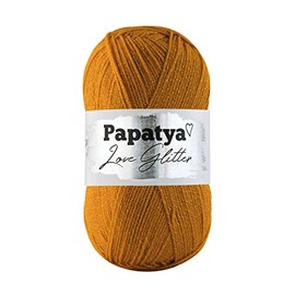 Double Knitting Yarn with Glitter/Lurex/Twinkle/Sparkle-Papatya Love Glitter Shade 8750 Old Gold
