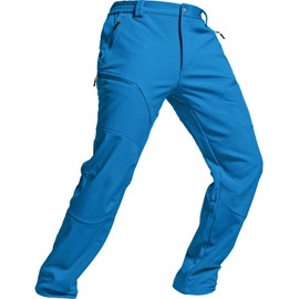 TSLA Men's Snow Ski Snowboard Waterproof Softshell Cargo Pants, Hiking Fleece Lined Bottoms, Outdoor Work Pants, 3-Layer Blue, 36W x 34L