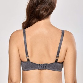 DELIMIRA Women's Minimizer Seamless Full Coverage Underwire Non Padded Bra Black Marl 32G