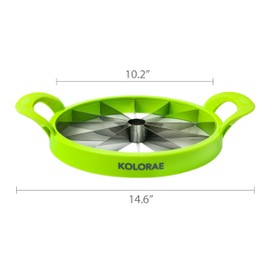 KOLORAE Extra Large Watermelon Slicer, Stainless Steel Cutter with Durable Easy Grip Handles, Round Divider to Easily Cut Fruits, Slices Melons up to 10in.