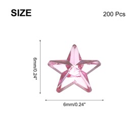 MECCANIXITY 200PCS Acrylic Star Rhinestone 6x6mm Flat Back Plastic Gems Jewelry Stickers for Craft Bead Face Painting Costume Jewelry Making, Light Pink